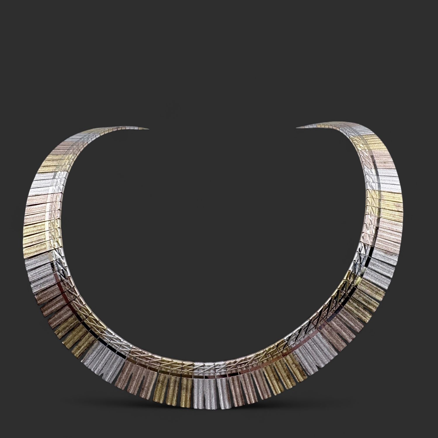 STERLING TRI-TONE CLEOPATRA NECKLACE 17"