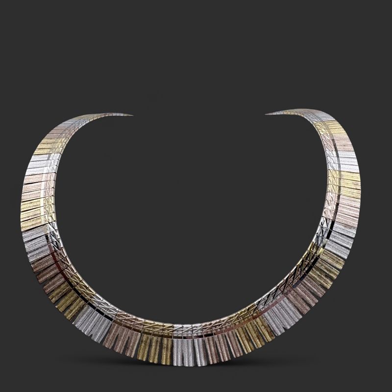 STERLING TRI-TONE CLEOPATRA NECKLACE 17"