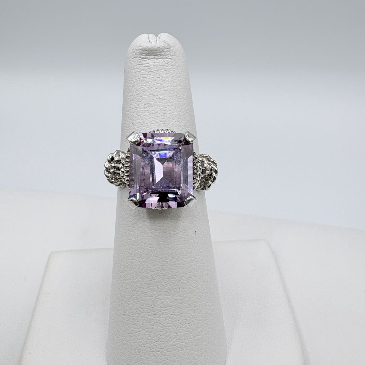 STERLING PURPLE CRYSTAL RING SIZE 5.75