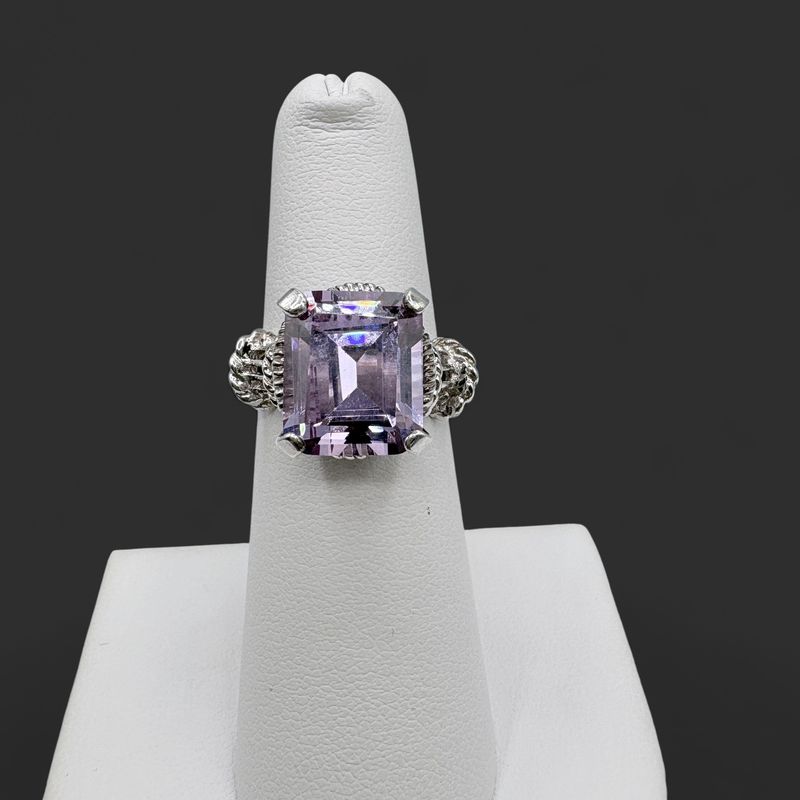 STERLING PURPLE CRYSTAL RING SIZE 5.75