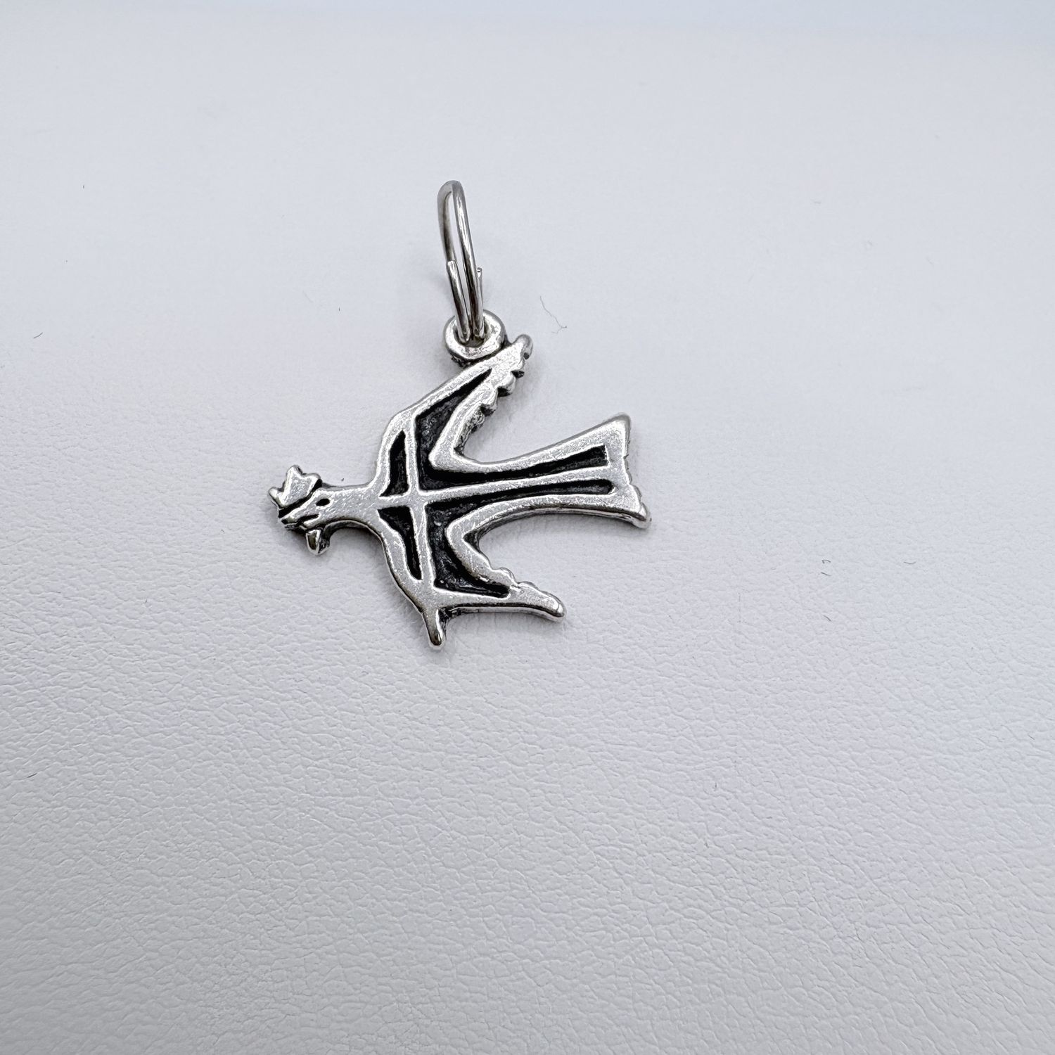 STERLING DOVE CROSS CHARM
