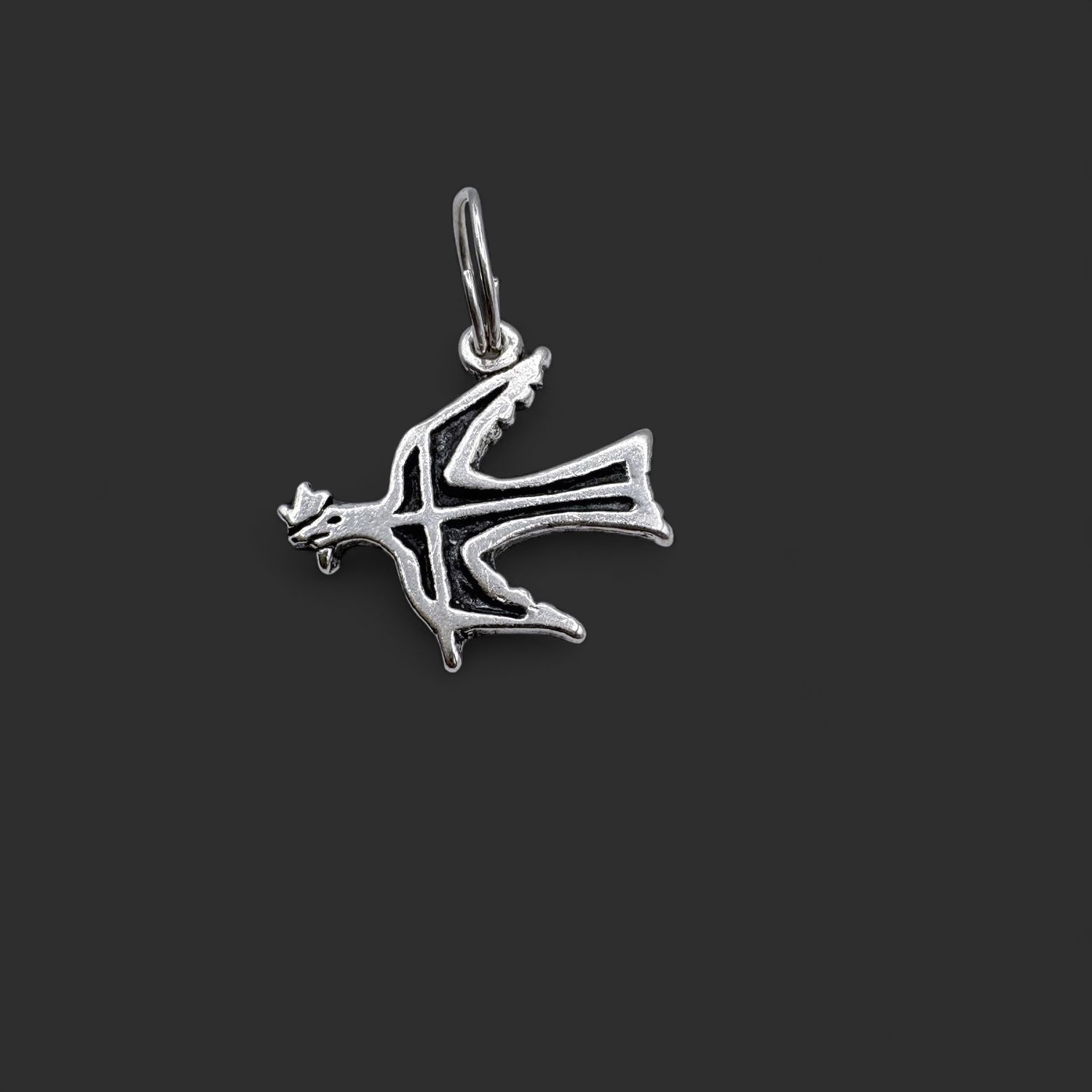 STERLING DOVE CROSS CHARM
