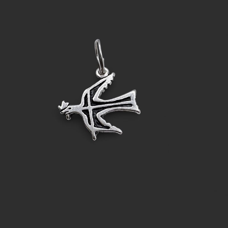 STERLING DOVE CROSS CHARM