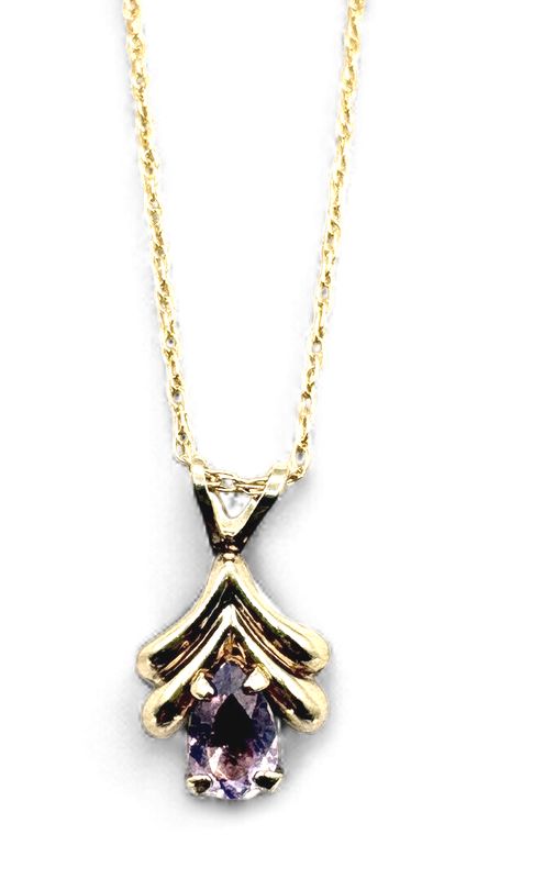 14K AMETHYST PENDANT WITH 18" CHAIN