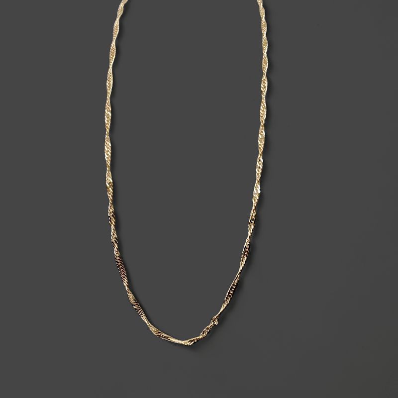 14K TWISTED SPARKLE SINGAPORE CHAIN 18"