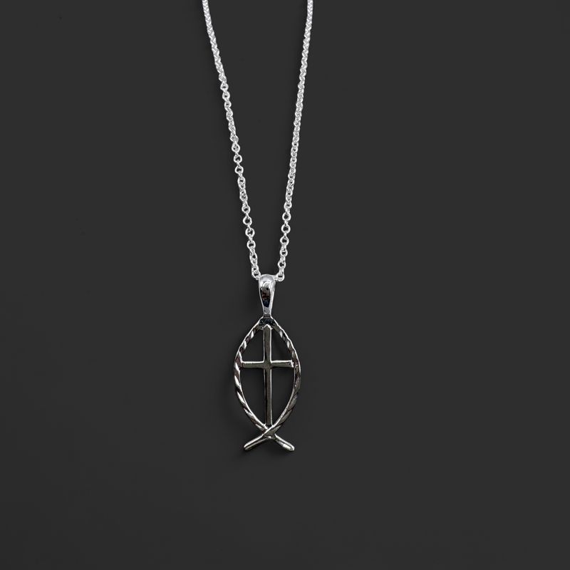 STERLING CHRISTIAN FISH WITH 18" CHAIN
