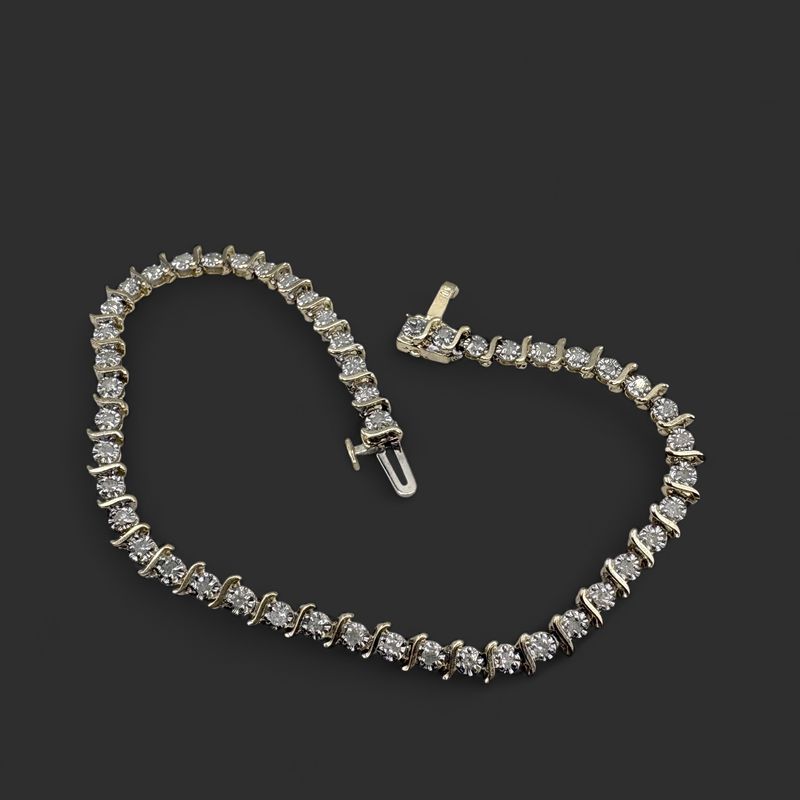 10K "S" DIAMOND TENNIS BRACELET 8"