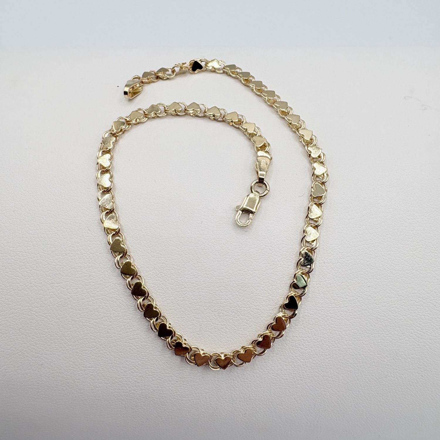 14K HEART LINK ANKLET 9.25" IN YELLOW GOLD