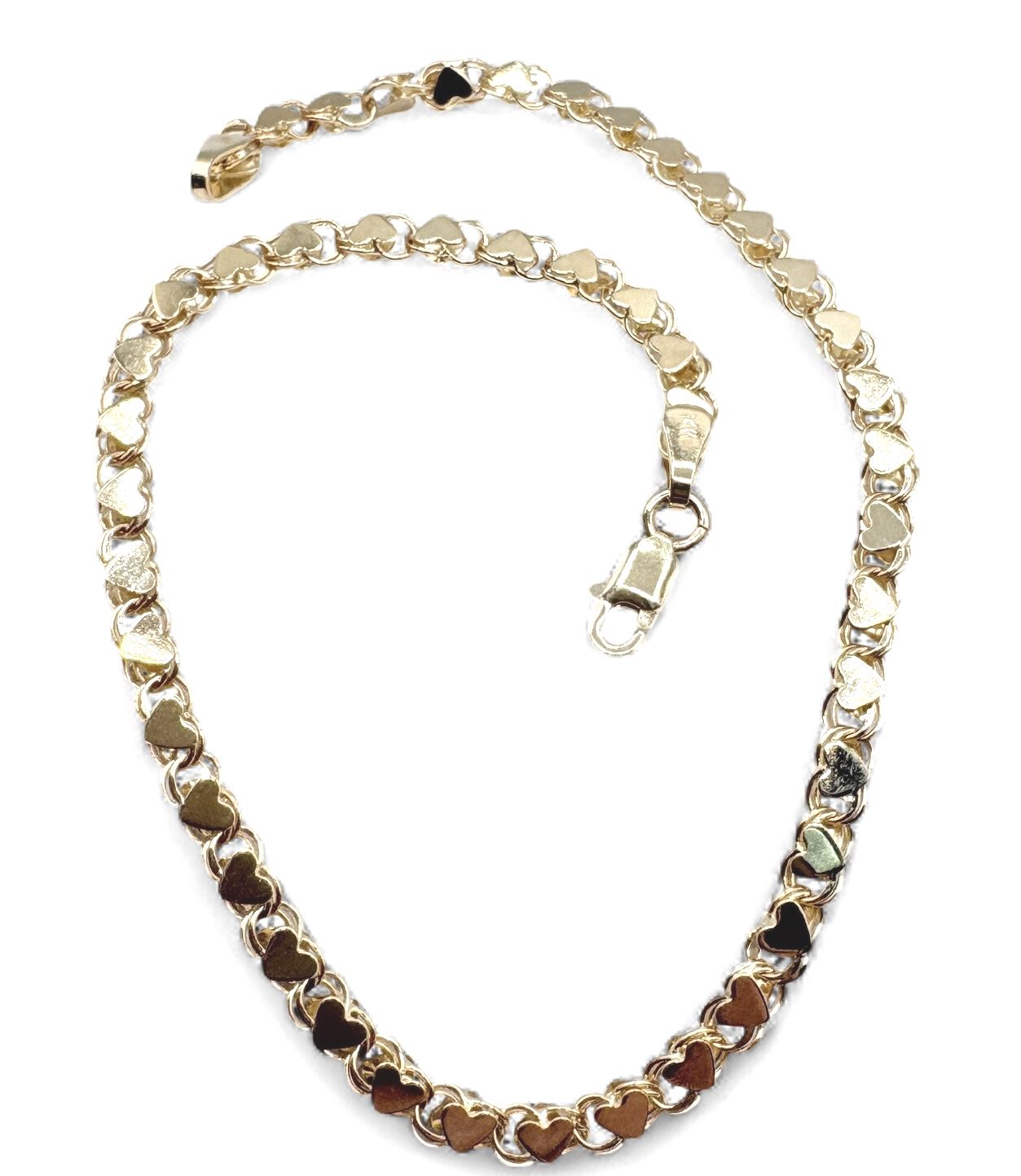14K HEART LINK ANKLET 9.25" IN YELLOW GOLD