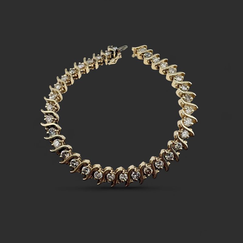 14K DIAMOND TENNIS BRACELET 7.5" IN YELLOW GOLD