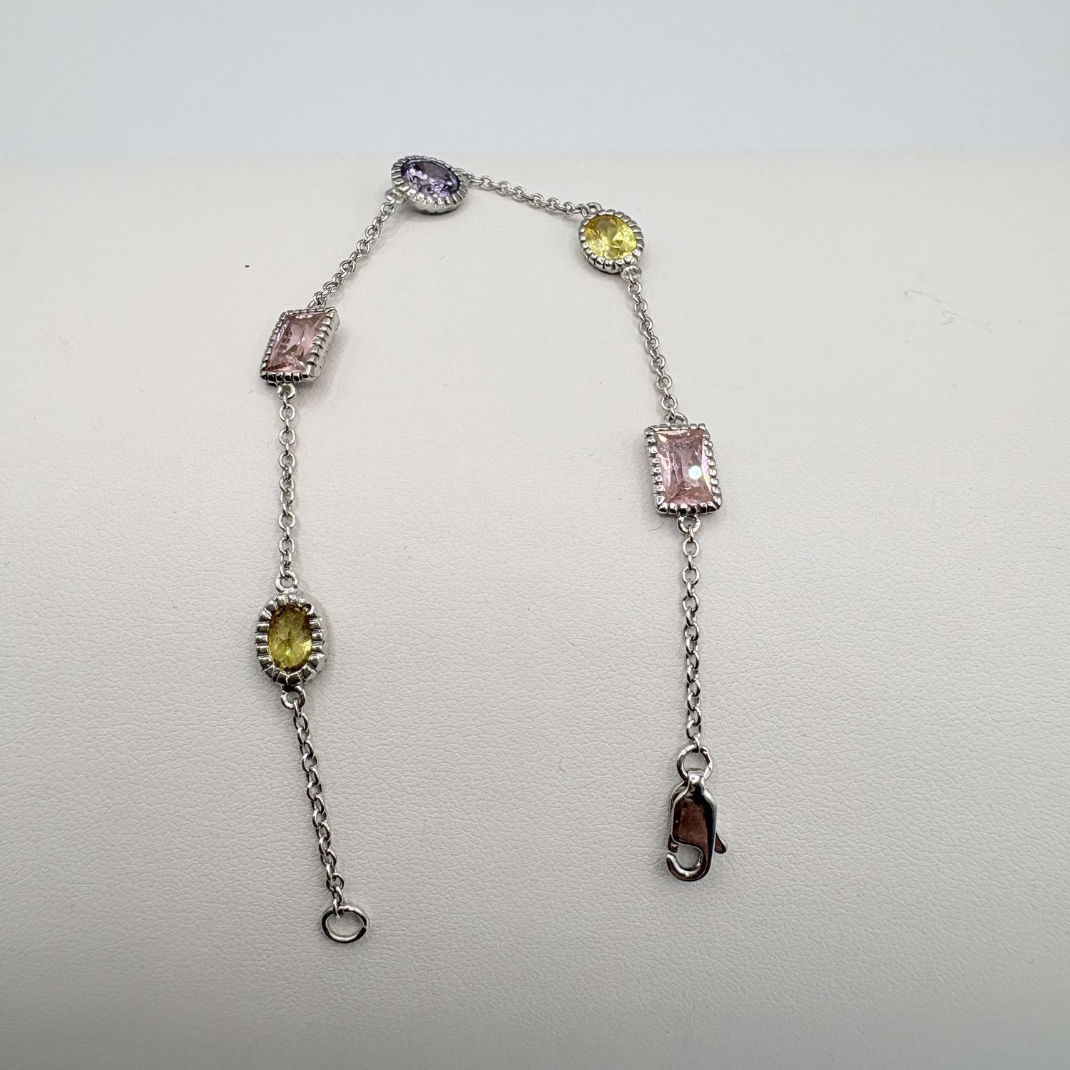STERLING MULTI STONE BRACLELET 7"