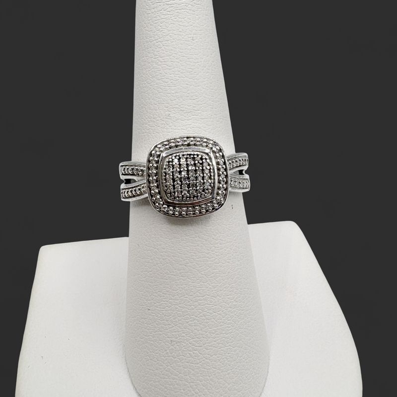STERLING DIAMOND CLUSTER RING SIZE  7.25