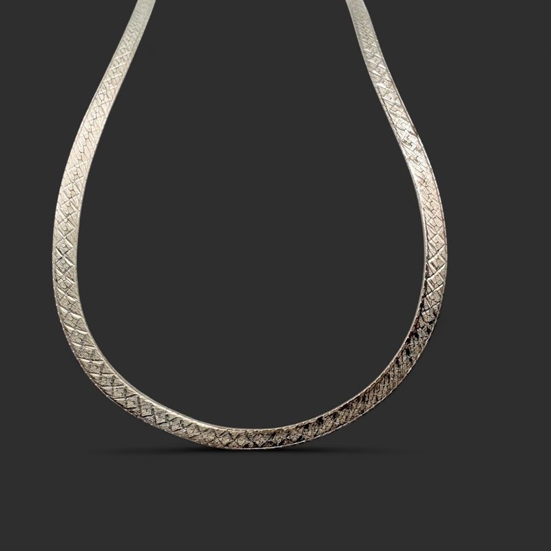 STERLING ETCHED HERRINGBONE CHAIN 18"