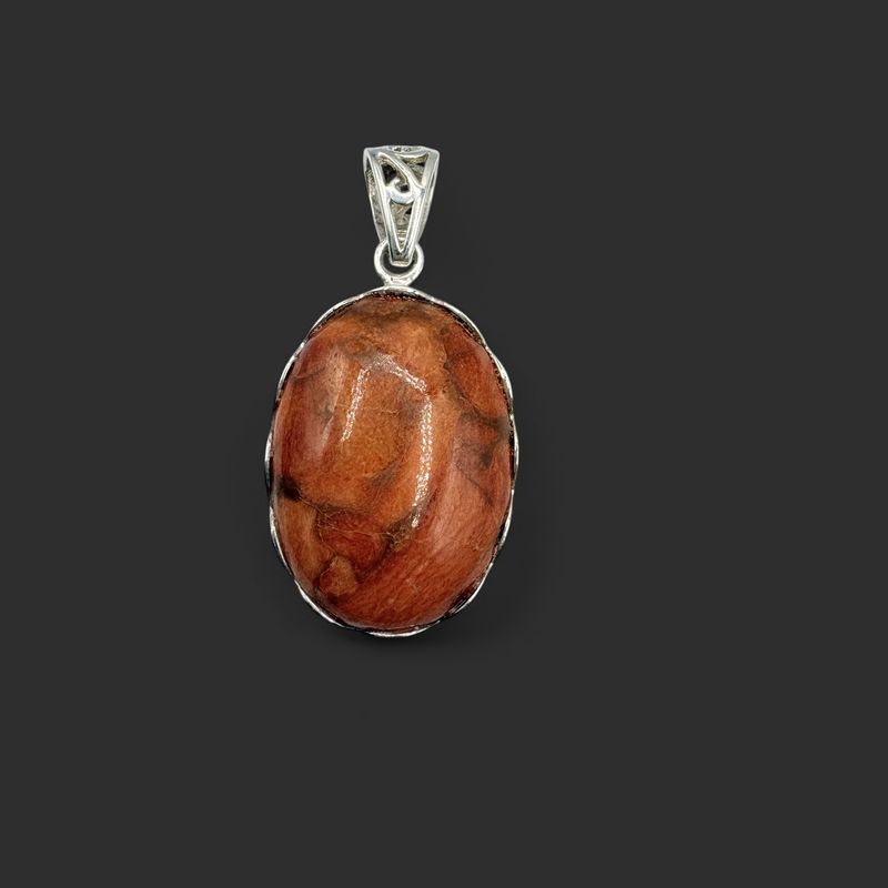 STERLING AGATE CABOCHON PENDANT
