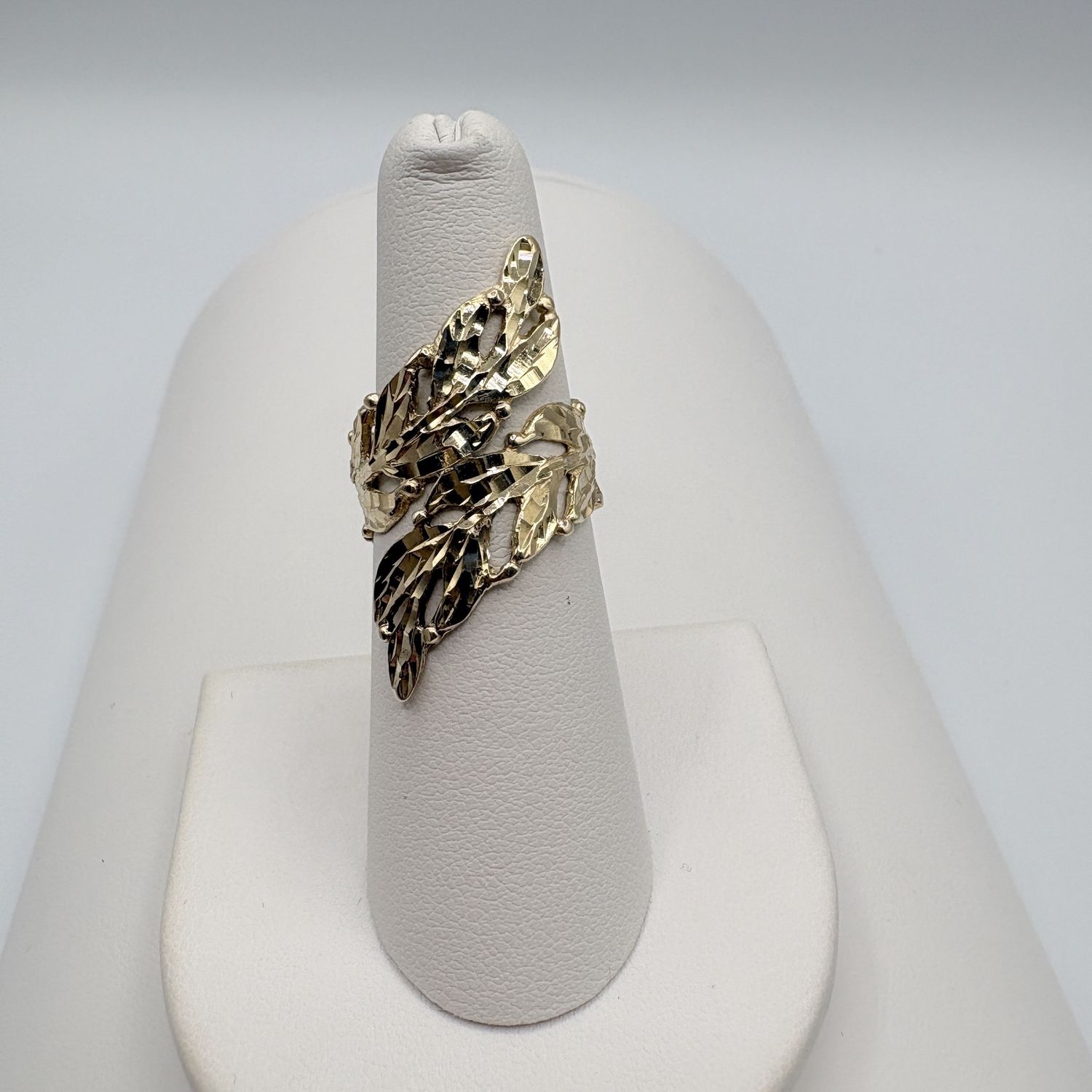 14K BYPASS LEAF DESIGN RING SIZE 6