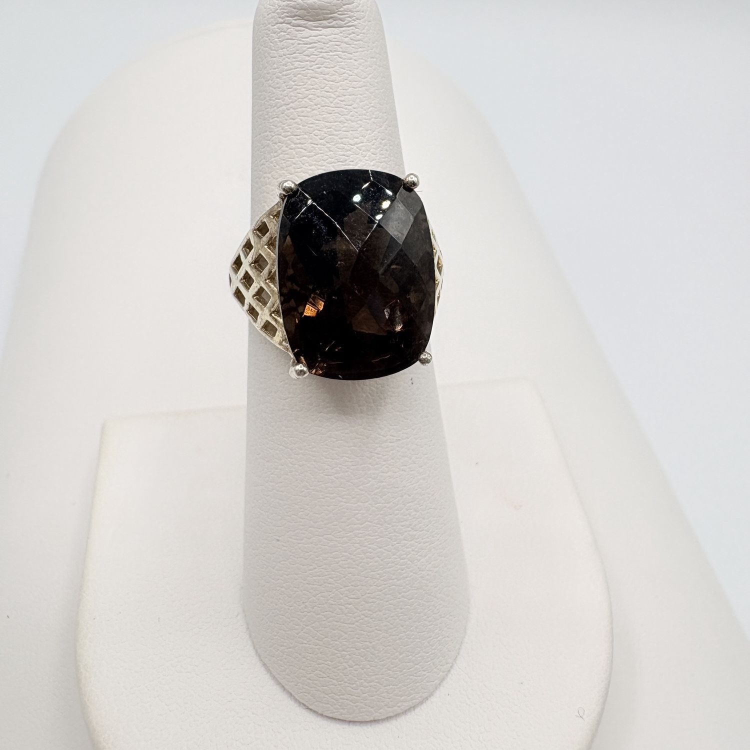 STERLING GOLD PLATED SMOKEY QUARTZ RING SIZE 6