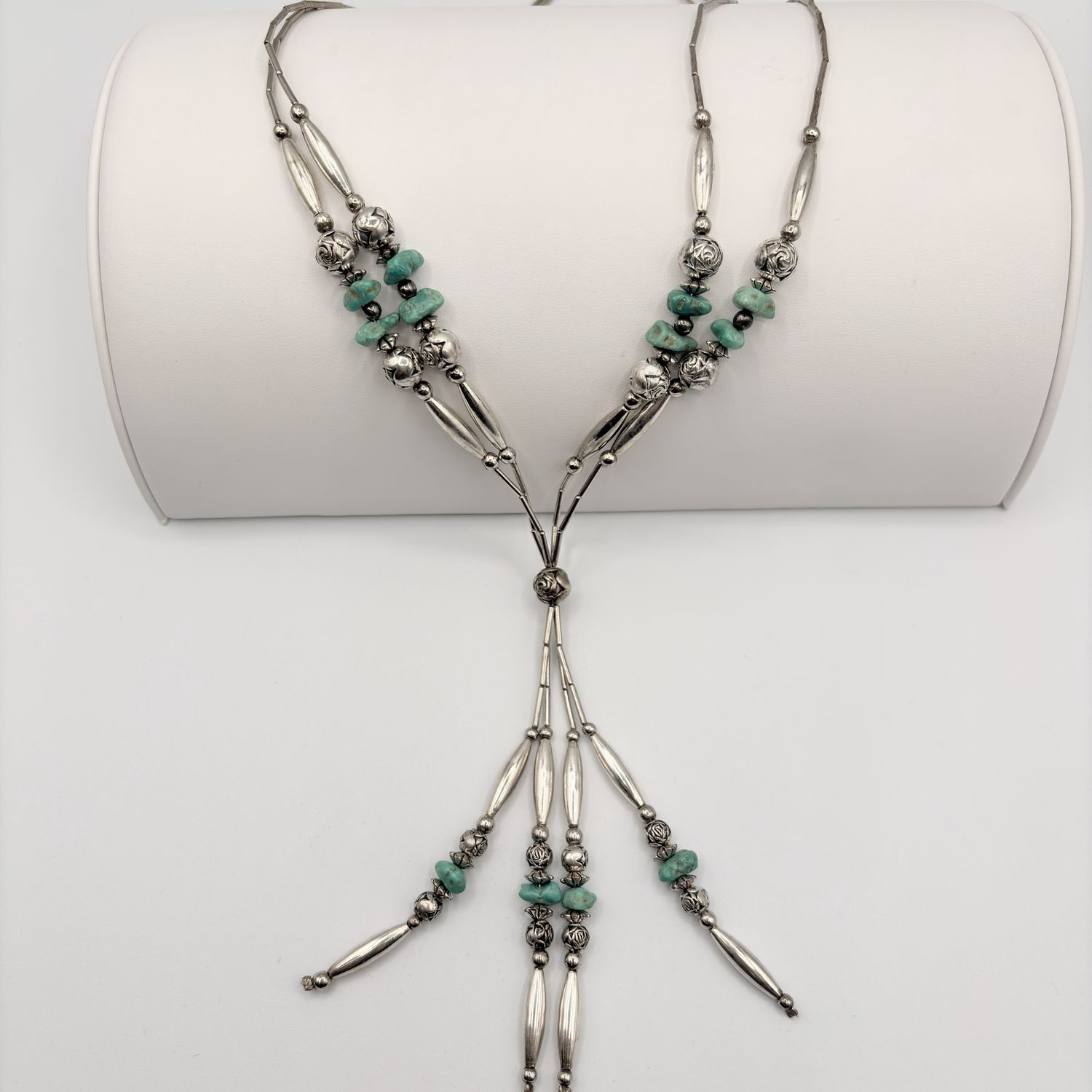 STERLING &amp; TURQUOISE NECKLACE 24"