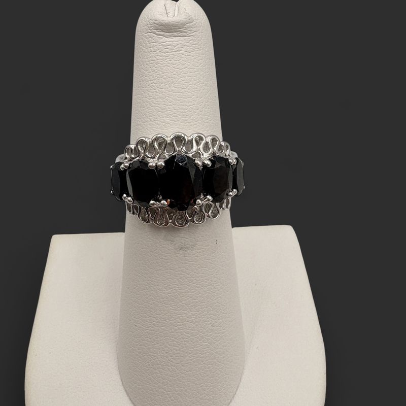 STERLING  SMOKEY QUARTZ RING SIZE 6