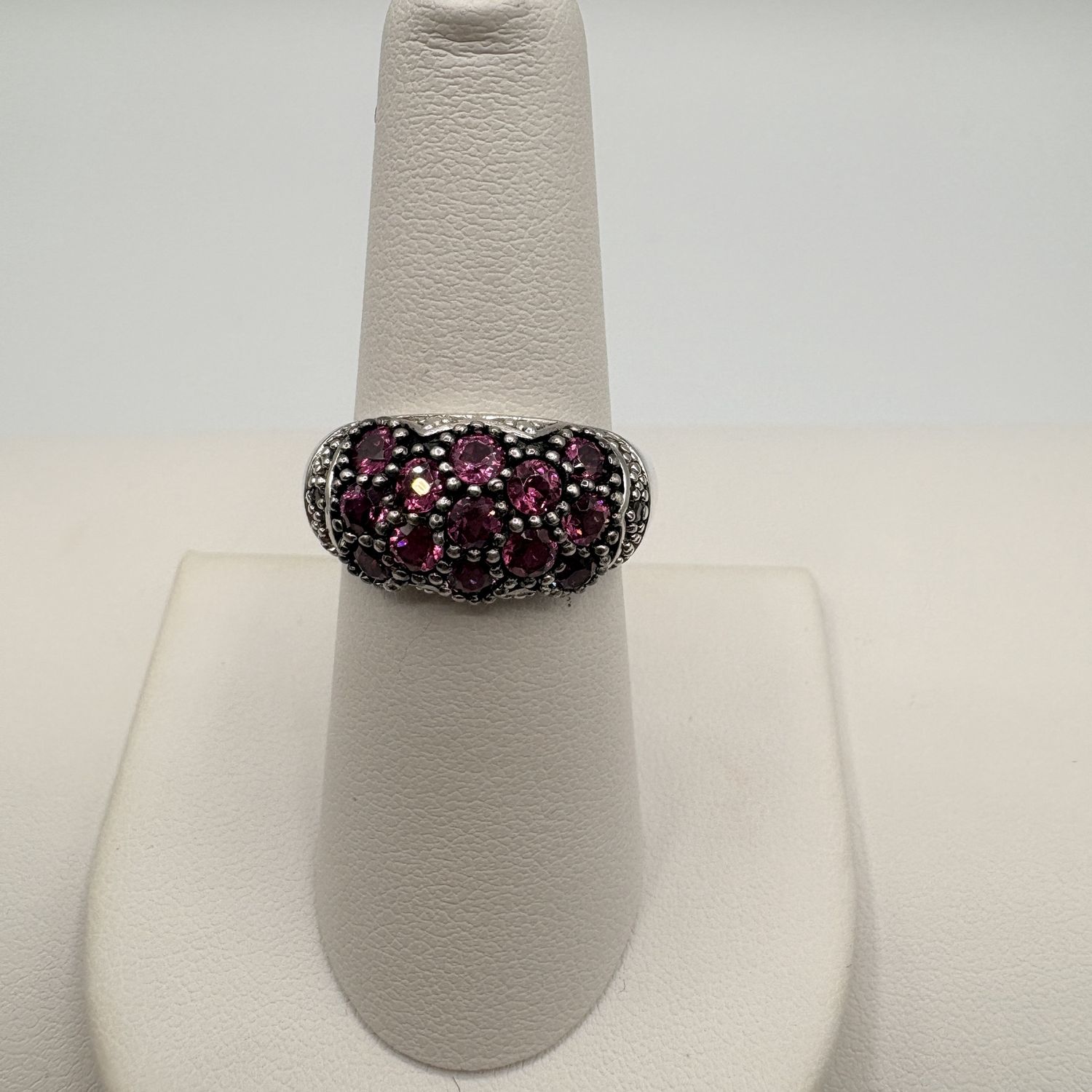 STERLING PINK STONE RING SIZE 7