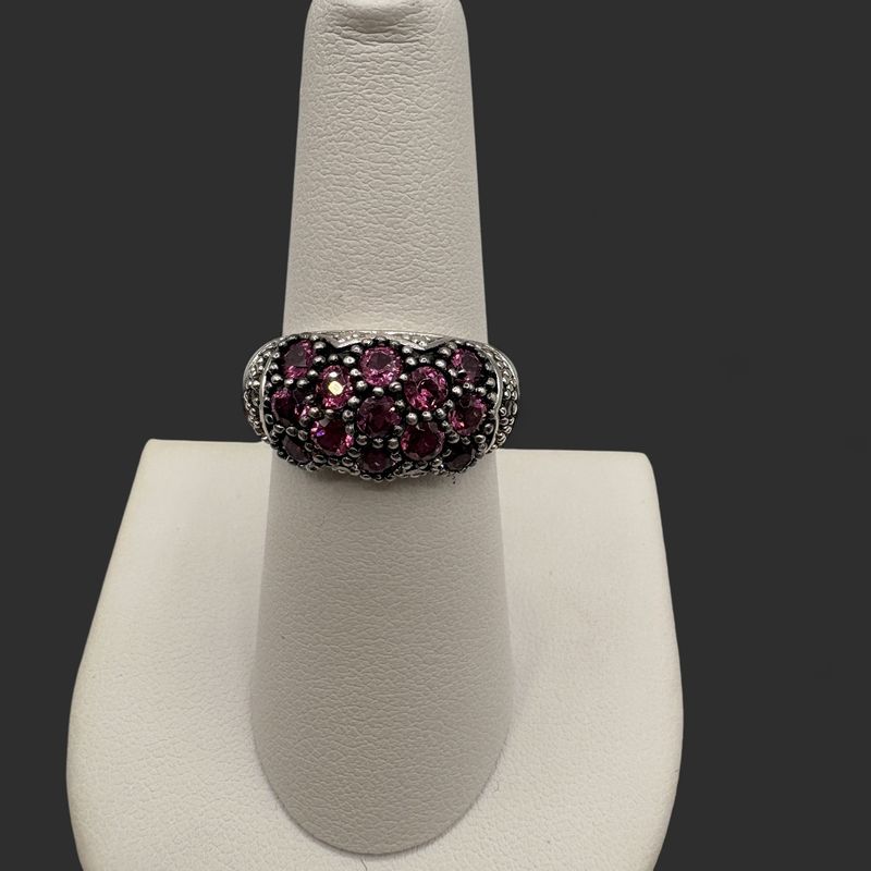 STERLING PINK STONE RING SIZE 7