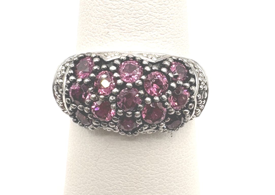 STERLING PINK STONE RING SIZE 7