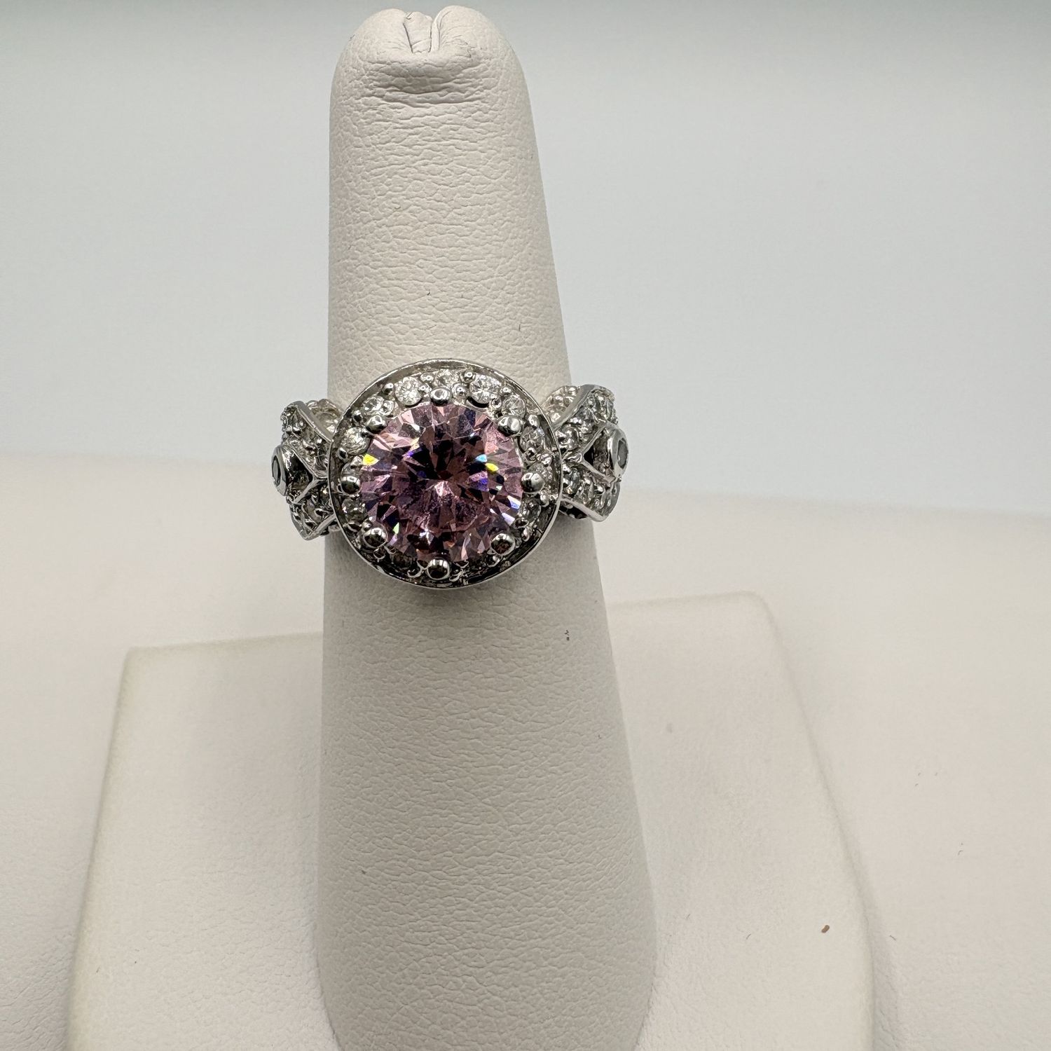 STERLING PINK ICE &amp; CZ RING SIZE 6