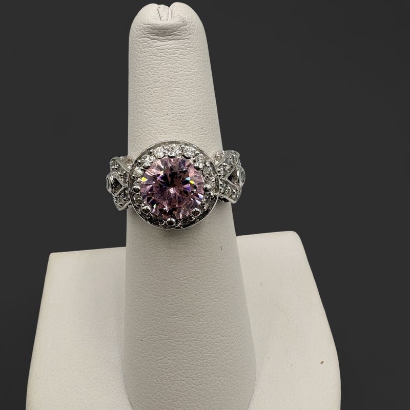 STERLING PINK ICE &amp; CZ RING SIZE 6