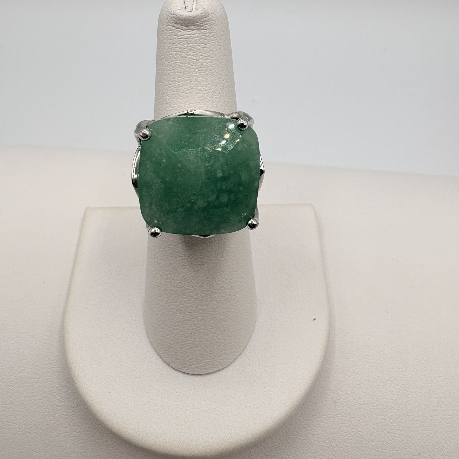 STERLING AVENTURINE CUSHION CUT RING SIZE 6