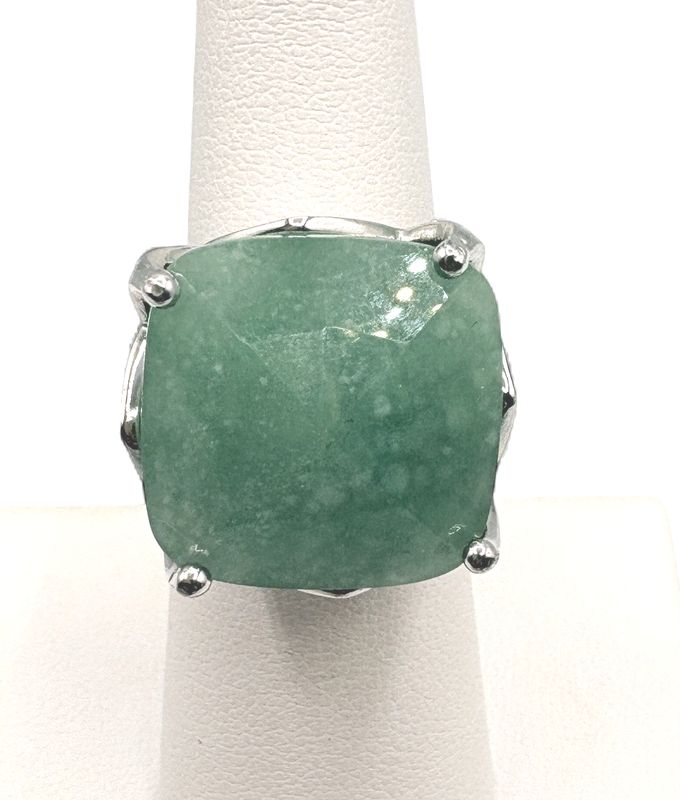 STERLING AVENTURINE CUSHION CUT RING SIZE 6
