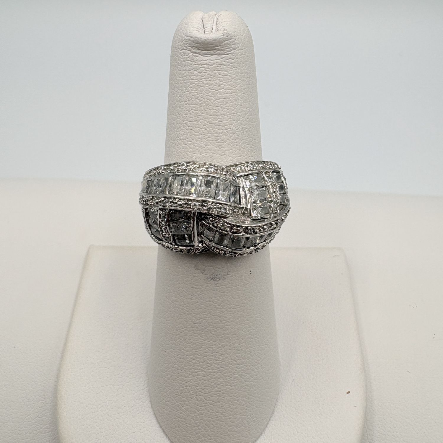 STERLING CZ WOVEN RING SIZE 6
