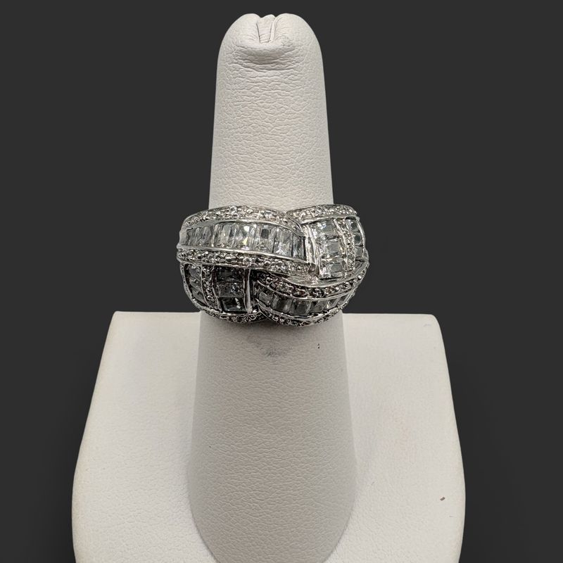STERLING CZ WOVEN RING SIZE 6