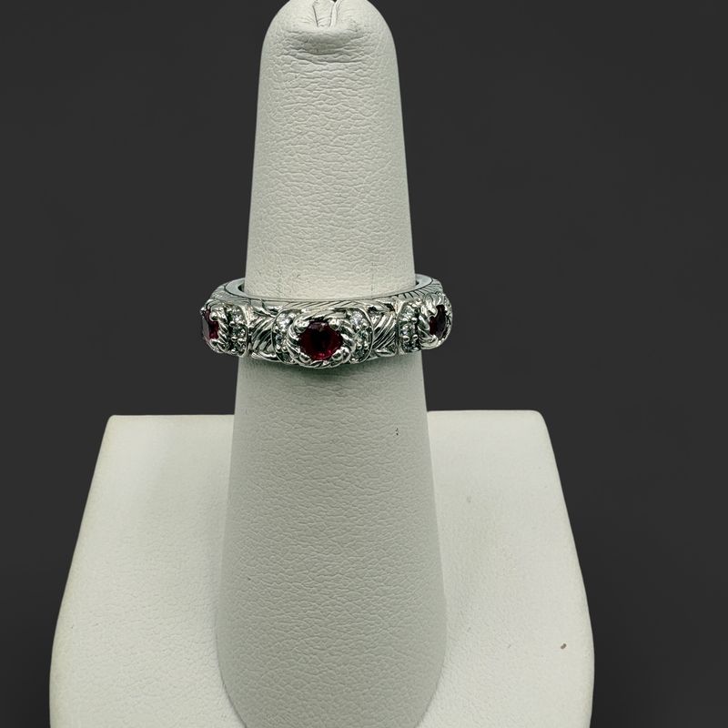 STERLING RUBY &amp; CZ BAND SIZE 6 BY JUDITH RIPKA