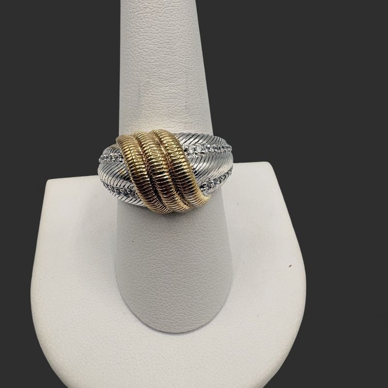 STERLING TWO TONE CZ RING BY JUDITH RIPKA SIZE 8
