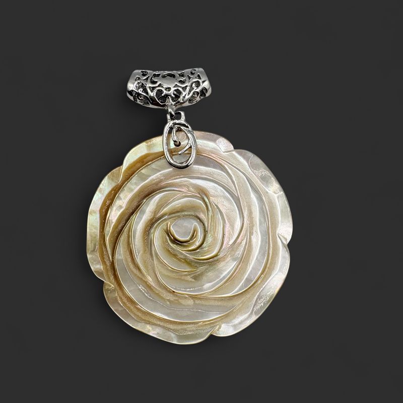 STERLING BAIL WITH MOTHER OF PEARL FLOWER PENDANT