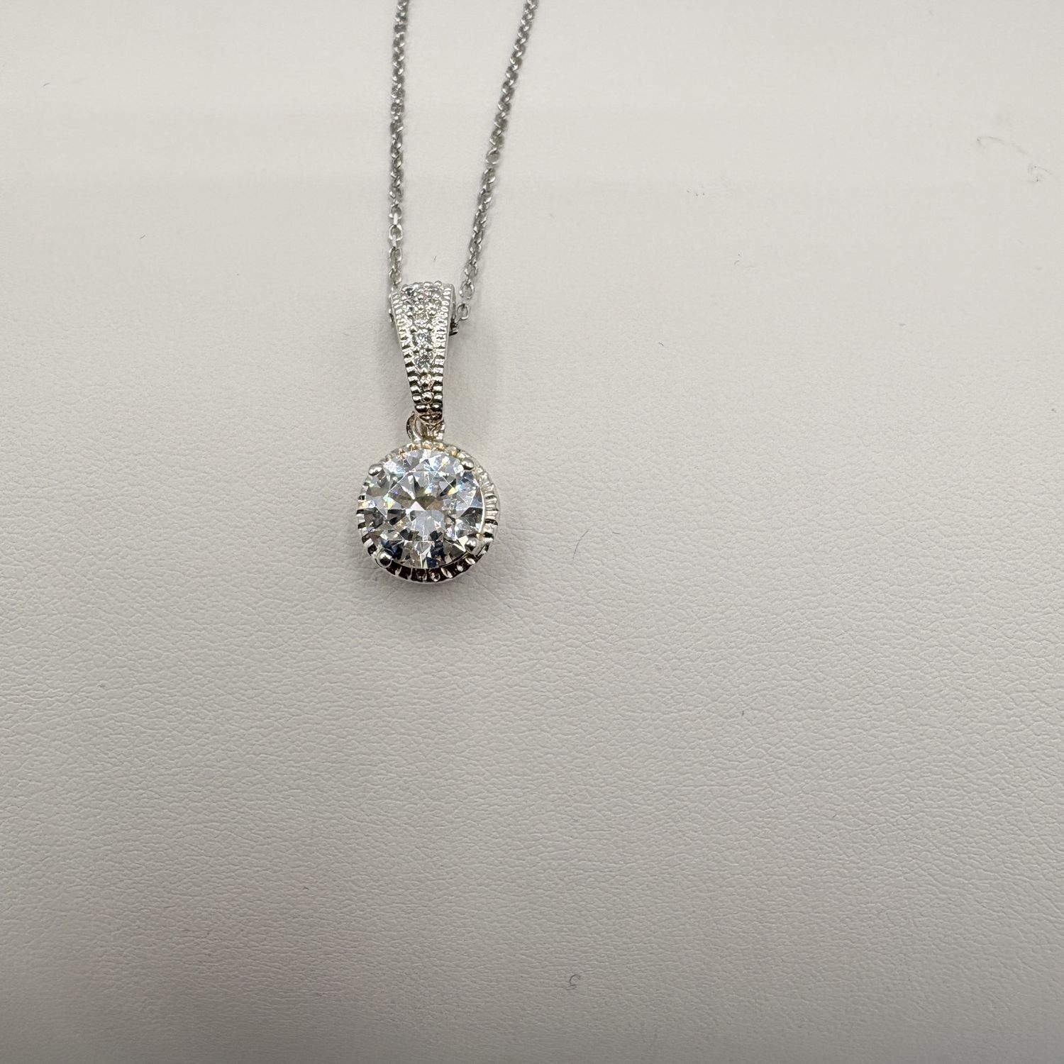 STERLING CZ CHARM PENDANT WITH 18" CHAIN