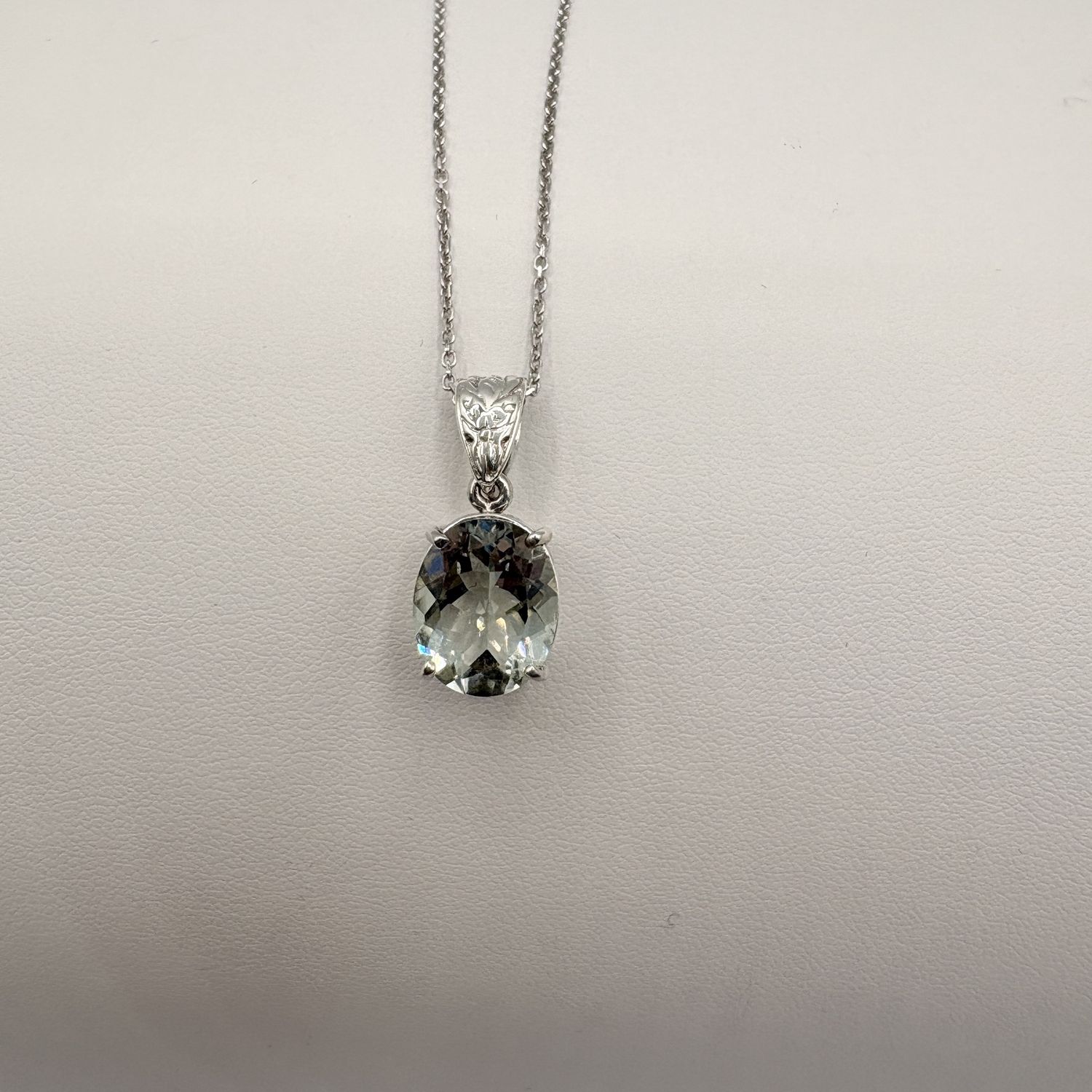 STERLING GREEN PARISOLITE PENDANT AND CHAIN 20"