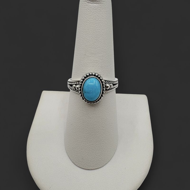 STERLING SLEEPING BEAUTY TURQUOISE RING SIZE 8