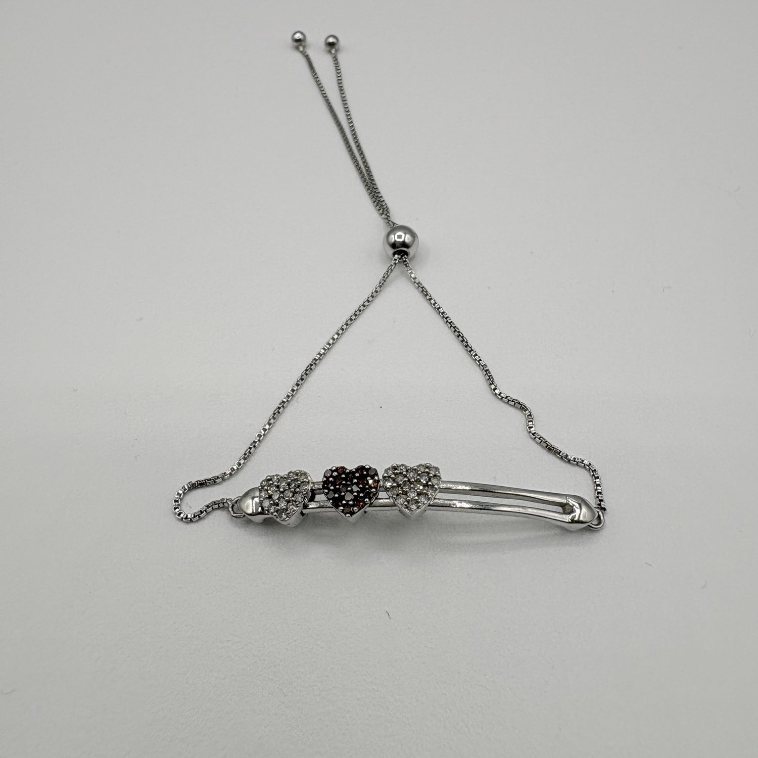 STERLING HEART SLIDING BRACELET 8"