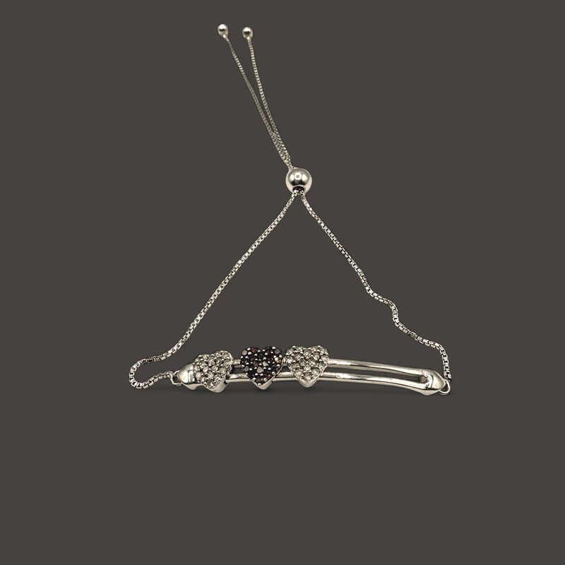 STERLING HEART SLIDING BRACELET 8"