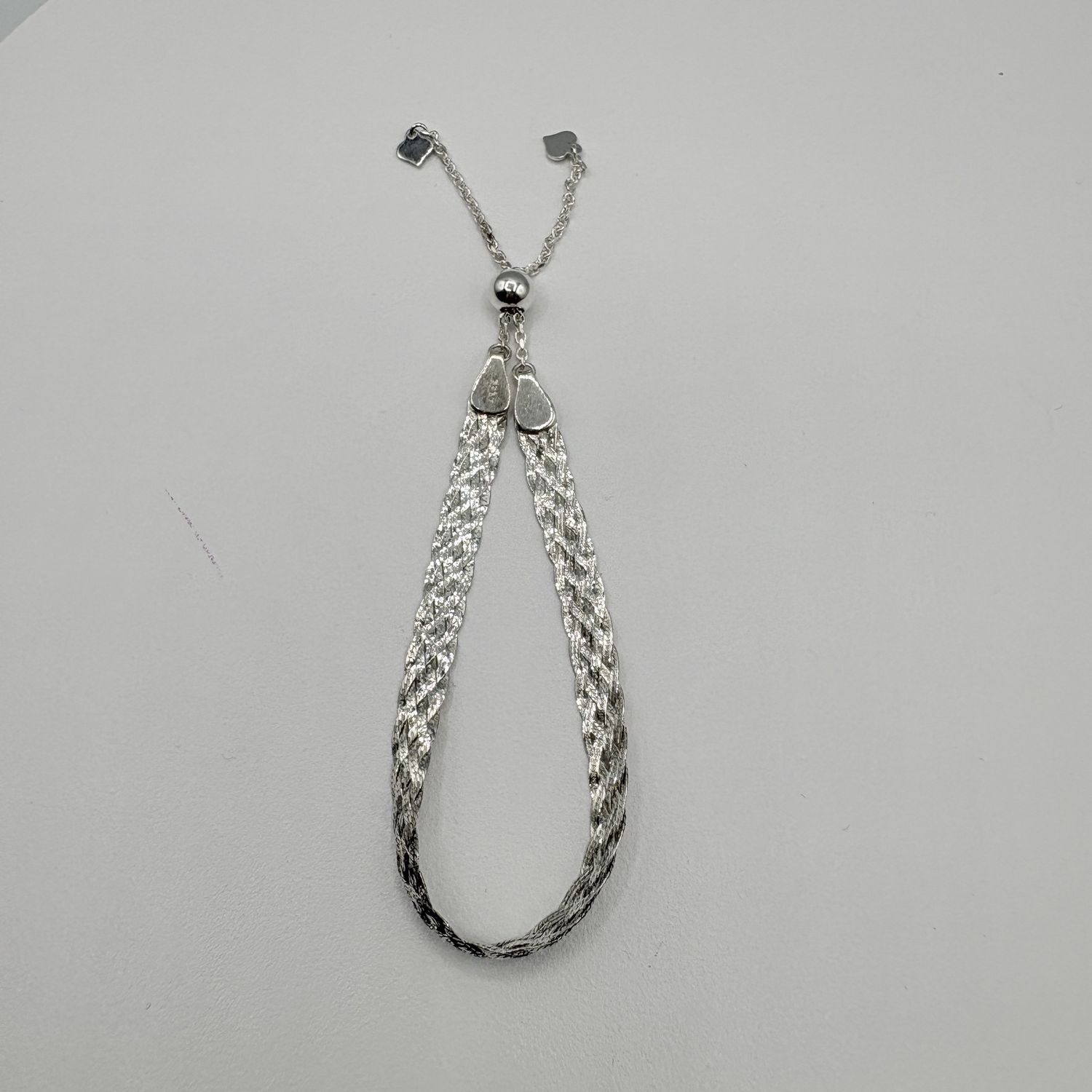 STERLING BRAIDED HERRING BONE BRACELET 8"