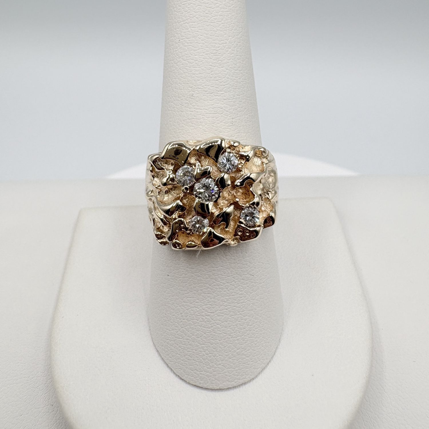 14K MEN'S APPROX .56CTW DIAMOND NUGGET RING SIZE 9