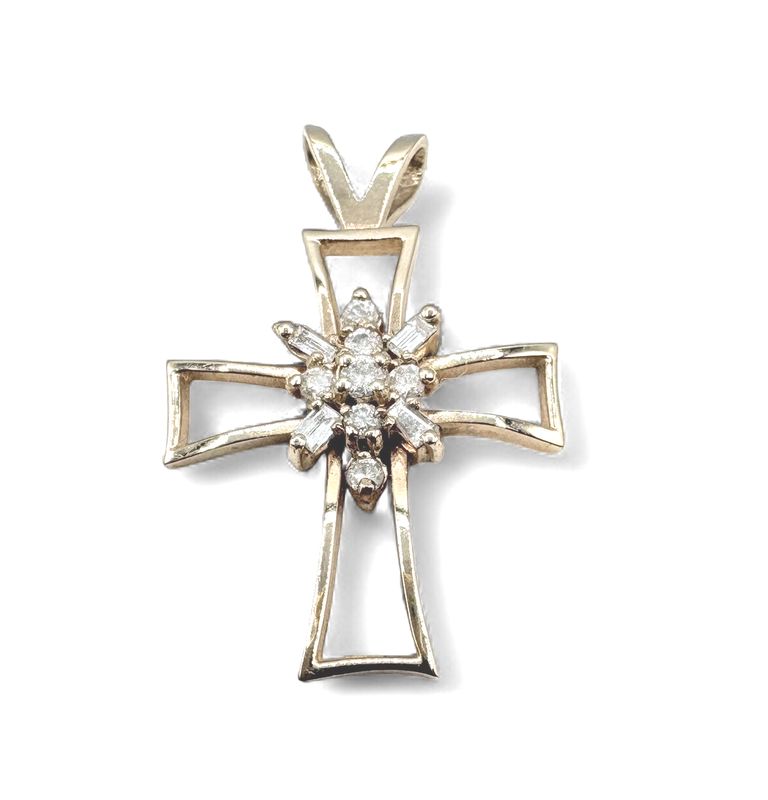 14K APPROX .20CTW DIAMOND CROSS PENDANT