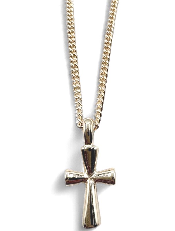 14K SOLID CROSS PENDANT WITH CURB CHAIN 18"