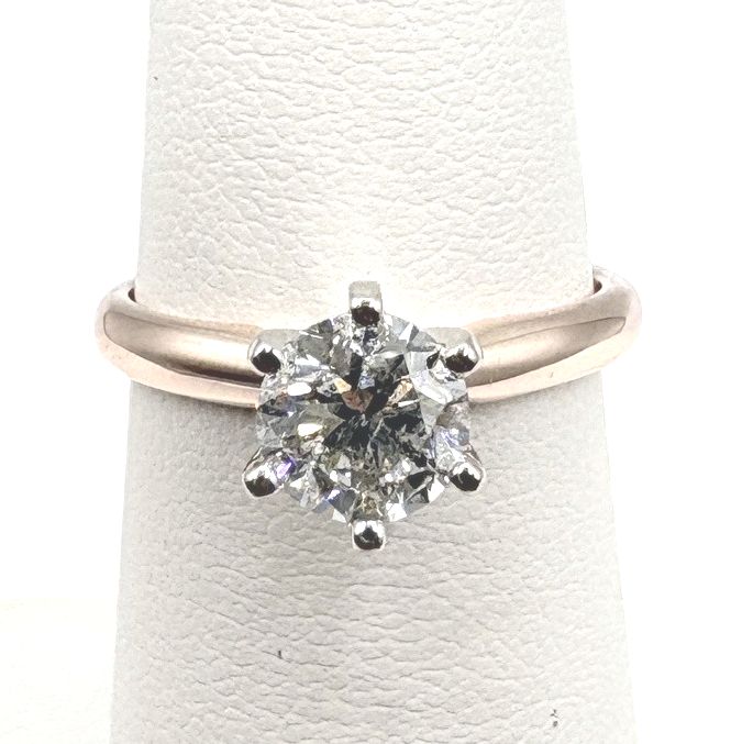 14K APPROX .90CTW ROUND ENGAGEMENT RING SIZE 5.5