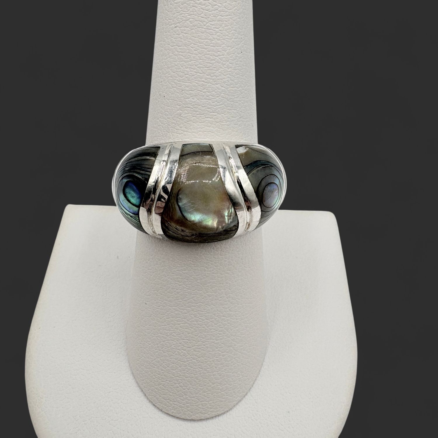 STERLING ABALONE DOME RING SIZE 8