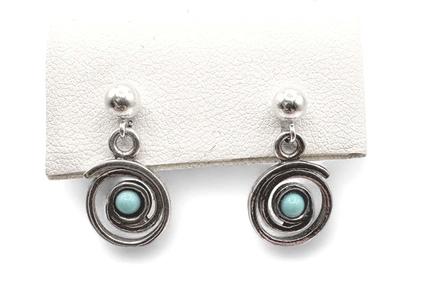 STERLING TURQUOISE SPIRAL DANGLE EARRING