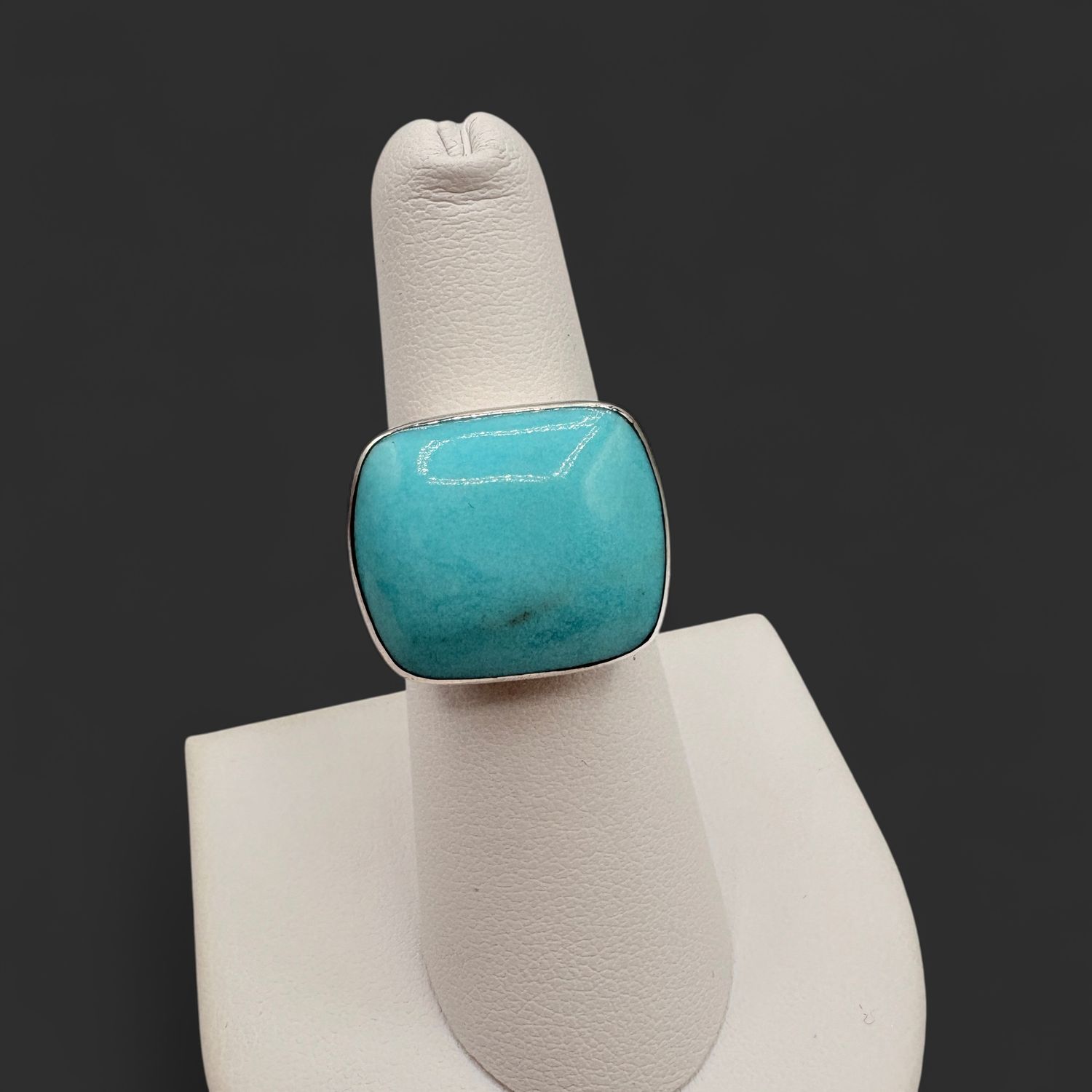 STERLING TURQUOISE CABOCHON RING SIZE 6