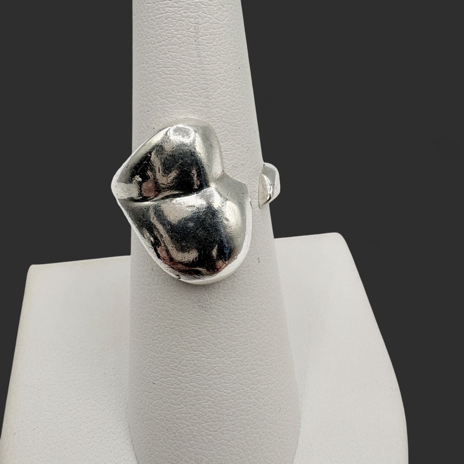 STERLING PUFFY OPEN HEART RING SIZE 7