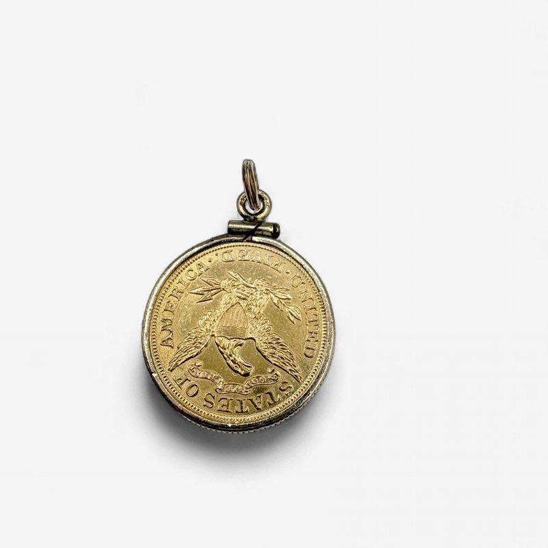 14K YELLOW GOLD BEZEL 1908 COIN PENDANT 9.4GRAMS