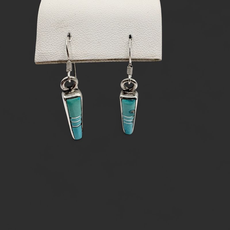 STERLING TURQUOISE TAPERED RECTANGLE DANGLE EARRING